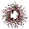 24" Frosted Cypress Wreath with Berries & Pinecones